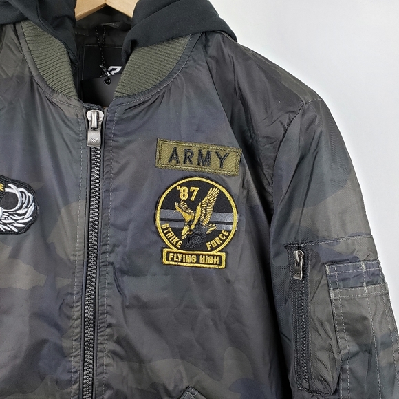 XRAY Jeans Olive Camo Embellished Flight Jacket - Picture 4 of 9